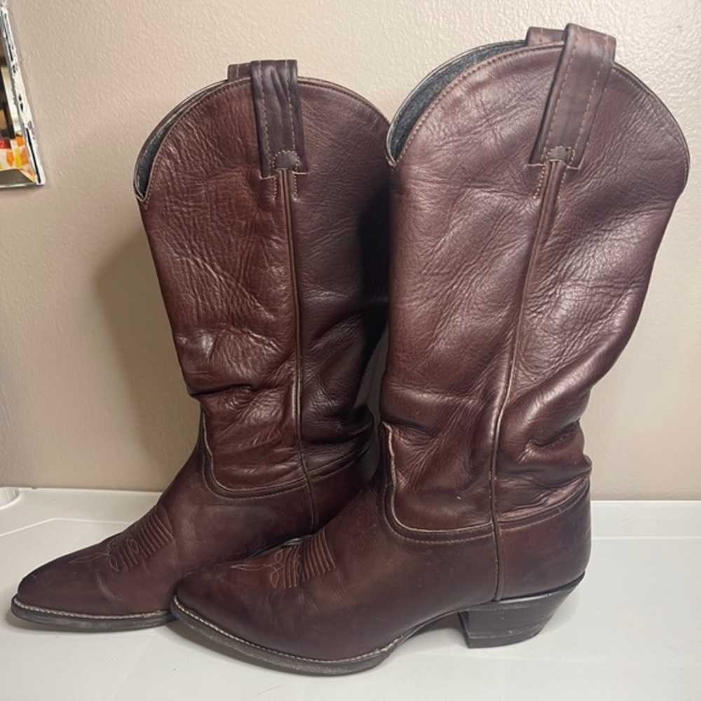 Tony Lama 1014-L Brown Leather Cowboy Boots Men’s Size 8 Western Classic